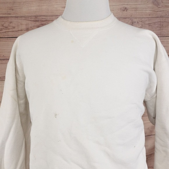 VINTAGE RUSSELL ATHLETIC PRO COTTON USA MADE WHITE CREW NECK SWEATSHIRT XL STAIN - Picture 1 of 16